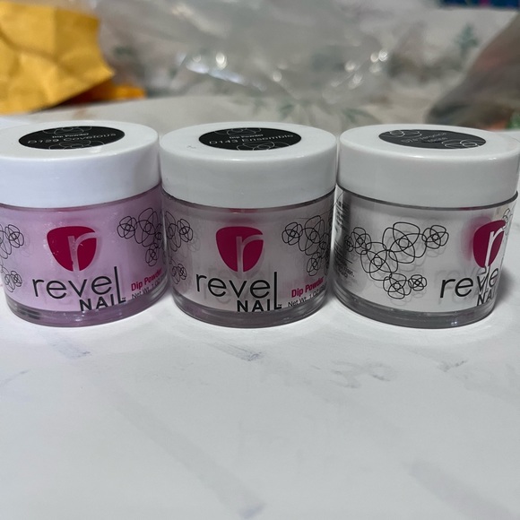 Set of 3 revel nail dip powders and bottle of activator. New - Picture 3 of 5